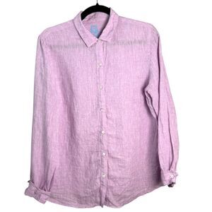 J. McLaughlin 100% Linen Lavender Purple Long Sleeve Button Blouse Size 10